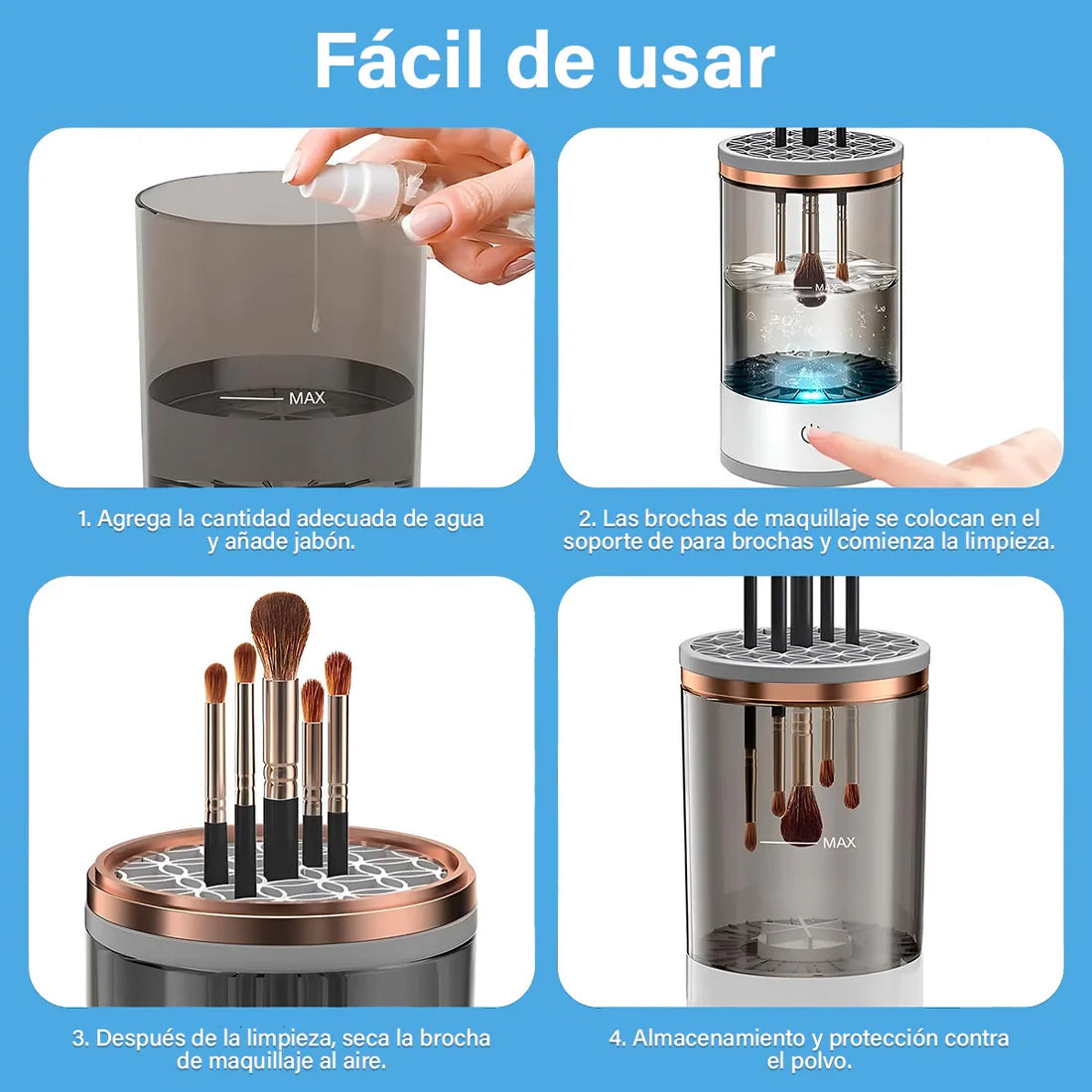 LAVADORA DE BROCHA DE MAQUILLAJE