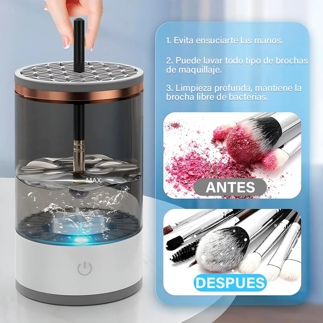LAVADORA DE BROCHA DE MAQUILLAJE